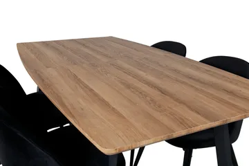Spisegruppe Venture Home Inca spisegruppe 160 cm rektangulær med 4 Velvet-stoler Svart/Natur - Møbler - Bord - Spisegrupper