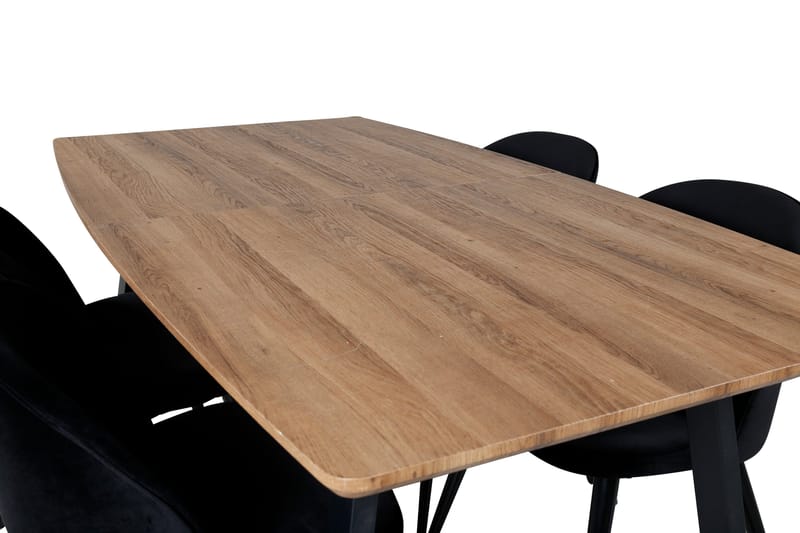 Spisegruppe Venture Home Inca spisegruppe 160 cm rektangulær med 4 Velvet-stoler Svart/Natur - Møbler - Bord - Spisegrupper