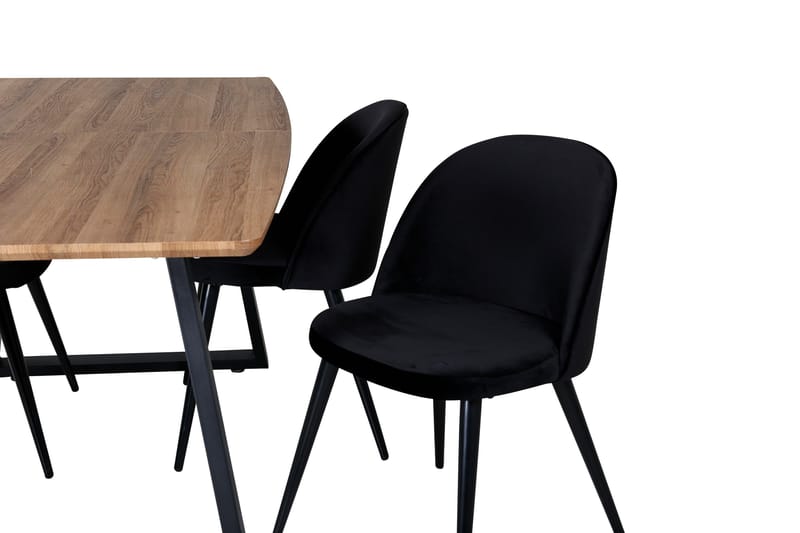 Spisegruppe Venture Home Inca spisegruppe 160 cm rektangulær med 4 Velvet-stoler Svart/Natur - Møbler - Bord - Spisegrupper