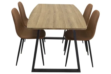 Spisegruppe Venture Home Inca spisegruppe 160 cm rektangulær med 4 Polar-stoler Svart/brun/natur - Møbler - Bord - Spisegrupper