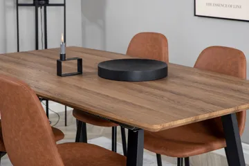 Spisegruppe Venture Home Inca spisegruppe 160 cm rektangulær med 4 Polar-stoler Svart/brun/natur - Møbler - Bord - Spisegrupper