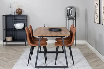 Spisegruppe Venture Home Inca spisegruppe 160 cm rektangulær med 4 Polar-stoler Svart/brun/natur - Møbler - Bord - Spisegrupper