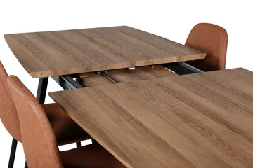 Spisegruppe Venture Home Inca spisegruppe 160 cm rektangulær med 4 Polar-stoler Svart/brun/natur - Møbler - Bord - Spisegrupper
