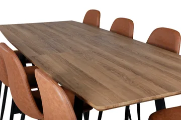 Spisegruppe Venture Home Inca spisegruppe 160 cm rektangulær med 8 Polar-stoler Svart/brun/natur - Møbler - Bord - Spisegrupper