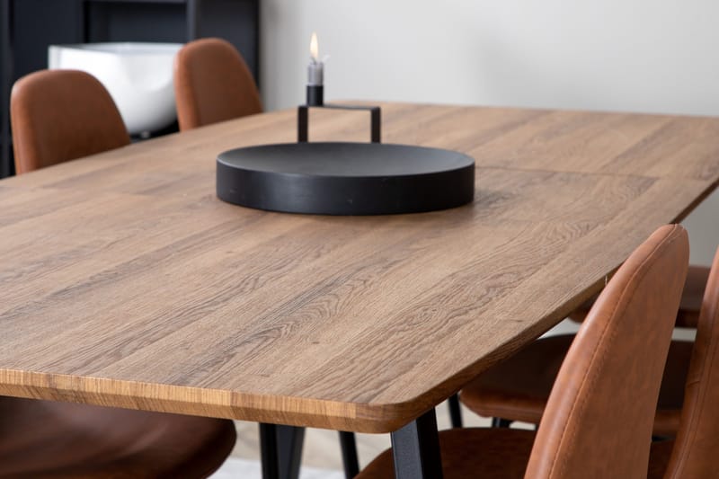 Spisegruppe Venture Home Inca spisegruppe 160 cm rektangulær med 8 Polar-stoler Svart/brun/natur - Møbler - Bord - Spisegrupper