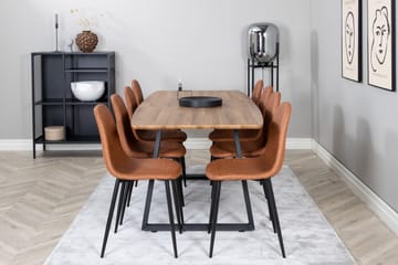 Spisegruppe Venture Home Inca spisegruppe 160 cm rektangulær med 8 Polar-stoler Svart/brun/natur - Møbler - Bord - Spisegrupper