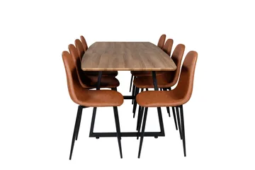 Spisegruppe Venture Home Inca spisegruppe 160 cm rektangulær med 8 Polar-stoler Svart/brun/natur - Møbler - Bord - Spisegrupper