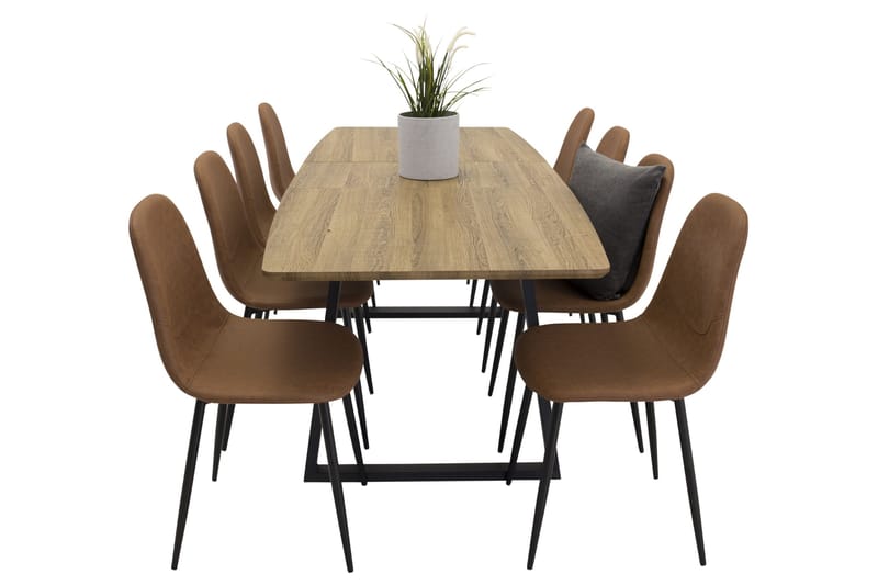 Spisegruppe Venture Home Inca spisegruppe 160 cm rektangulær med 8 Polar-stoler Svart/brun/natur - Møbler - Bord - Spisegrupper