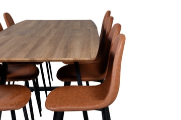 Spisegruppe Venture Home Inca spisegruppe 160 cm rektangulær med 8 Polar-stoler Svart/brun/natur - Møbler - Bord - Spisegrupper