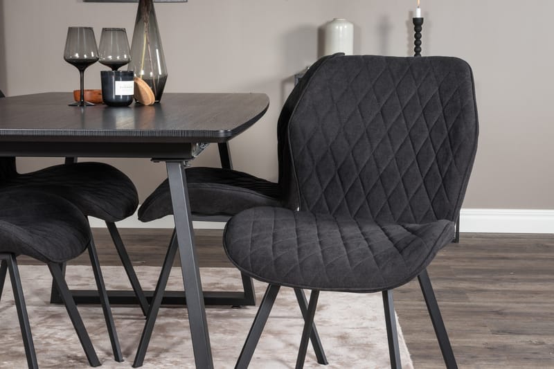 Spisegruppe Venture Home Inca spisegruppe uttrekkbar 160 cm rektangulær med 4 Gemma-stoler Svart - Møbler - Bord - Spisegrupper