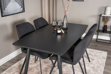 Spisegruppe Venture Home Inca spisegruppe uttrekkbar 160 cm rektangulær med 4 Gemma-stoler Svart - Møbler - Bord - Spisegrupper