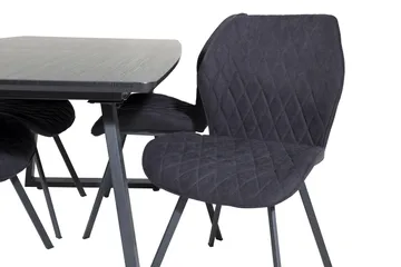 Spisegruppe Venture Home Inca spisegruppe uttrekkbar 160 cm rektangulær med 4 Gemma-stoler Svart - Møbler - Bord - Spisegrupper