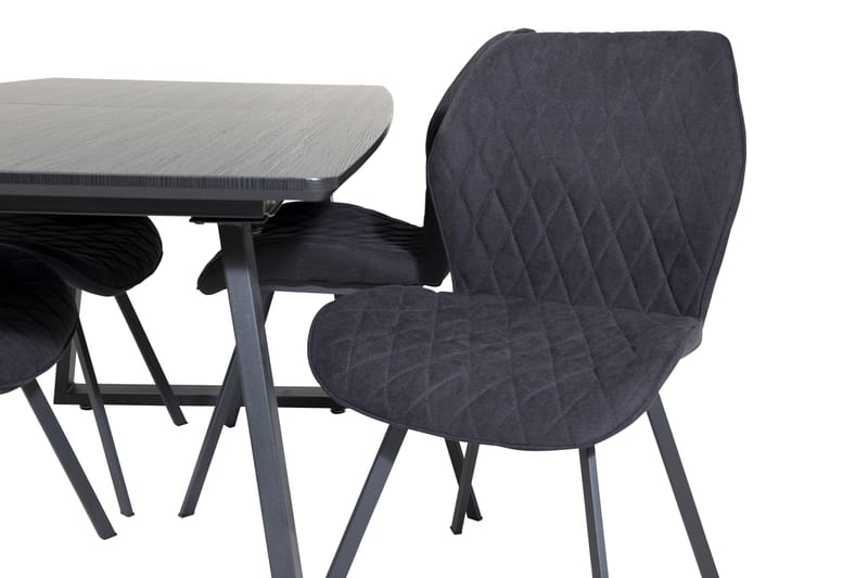 Spisegruppe Venture Home Inca spisegruppe uttrekkbar 160 cm rektangulær med 4 Gemma-stoler Svart - Møbler - Bord - Spisegrupper