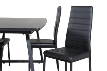 Spisegruppe Venture Home Inca spisegruppe uttrekkbar 160 cm rektangulær med 4 Slim-stoler Svart - Møbler - Bord - Spisegrupper