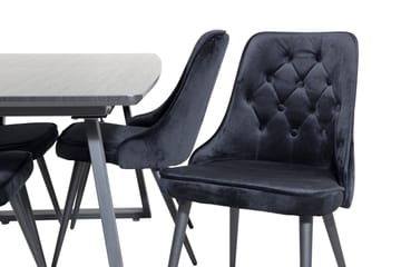 Spisegruppe Venture Home Inca spisegruppe uttrekkbar 160 cm rektangulær med 4 Velvet Deluxe-stoler Svart - Møbler - Bord - Spisegrupper