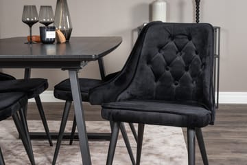 Spisegruppe Venture Home Inca spisegruppe uttrekkbar 160 cm rektangulær med 4 Velvet Deluxe-stoler Svart - Møbler - Bord - Spisegrupper