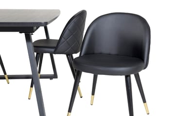Spisegruppe Venture Home Inca spisegruppe uttrekkbar 160 cm rektangulær med 4 Velvet-stoler Svart - Møbler - Bord - Spisegrupper
