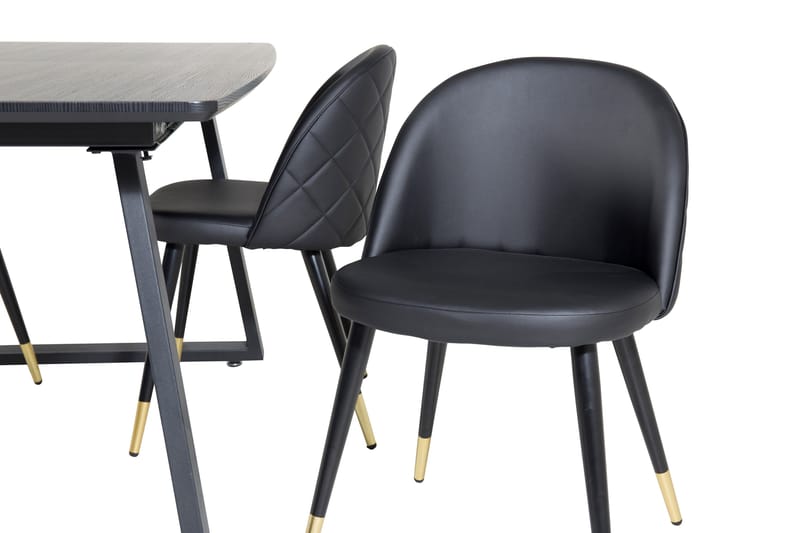 Spisegruppe Venture Home Inca spisegruppe uttrekkbar 160 cm rektangulær med 4 Velvet-stoler Svart - Møbler - Bord - Spisegrupper