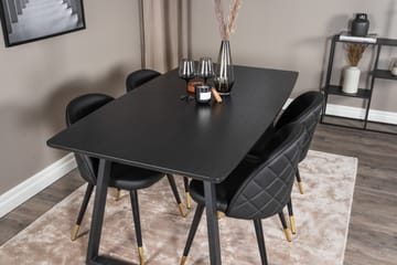 Spisegruppe Venture Home Inca spisegruppe uttrekkbar 160 cm rektangulær med 4 Velvet-stoler Svart - Møbler - Bord - Spisegrupper