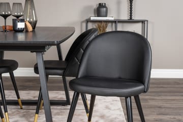 Spisegruppe Venture Home Inca spisegruppe uttrekkbar 160 cm rektangulær med 4 Velvet-stoler Svart - Møbler - Bord - Spisegrupper