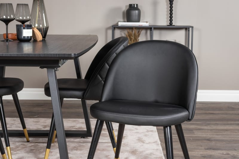 Spisegruppe Venture Home Inca spisegruppe uttrekkbar 160 cm rektangulær med 4 Velvet-stoler Svart - Møbler - Bord - Spisegrupper