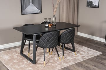 Spisegruppe Venture Home Inca spisegruppe uttrekkbar 160 cm rektangulær med 4 Velvet-stoler Svart - Møbler - Bord - Spisegrupper