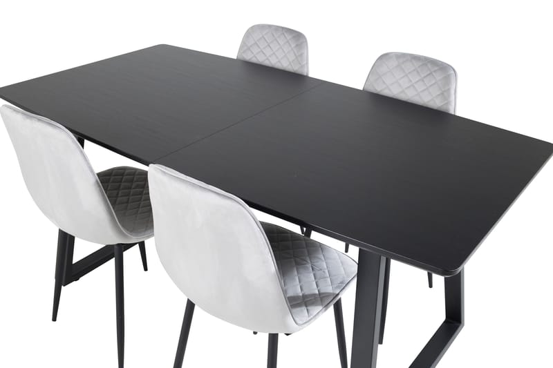 Spisegruppe Venture Home Inca spisegruppe uttrekkbar 160 cm rektangulær med 4 Polar-stoler Svart/grå - Møbler - Bord - Spisegrupper