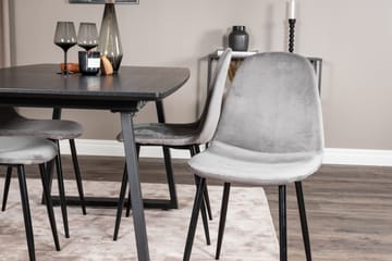 Spisegruppe Venture Home Inca spisegruppe uttrekkbar 160 cm rektangulær med 4 Polar-stoler Svart/Lys grå - Møbler - Bord - Spisegrupper