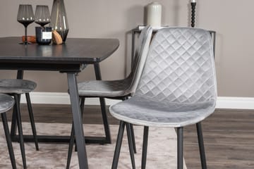 Spisegruppe Venture Home Inca spisegruppe uttrekkbar 160 cm rektangulær med 4 Polar-stoler Svart/grå - Møbler - Bord - Spisegrupper