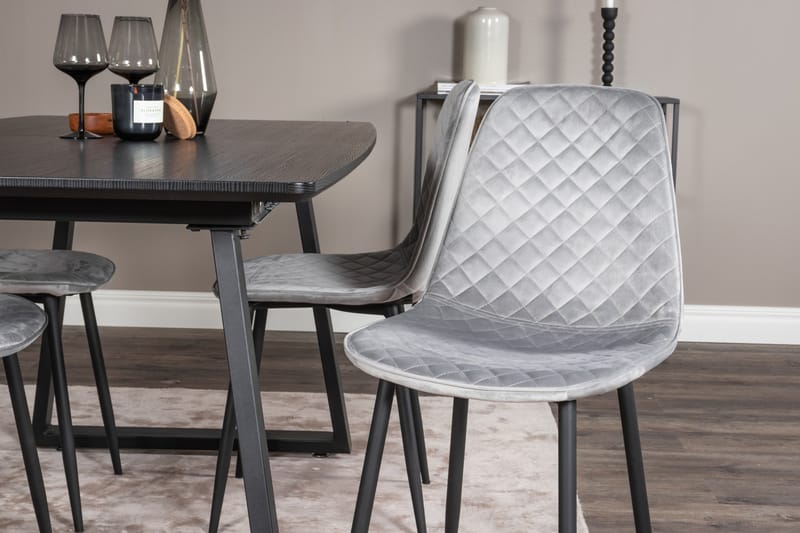 Spisegruppe Venture Home Inca spisegruppe uttrekkbar 160 cm rektangulær med 4 Polar-stoler Svart/grå - Møbler - Bord - Spisegrupper