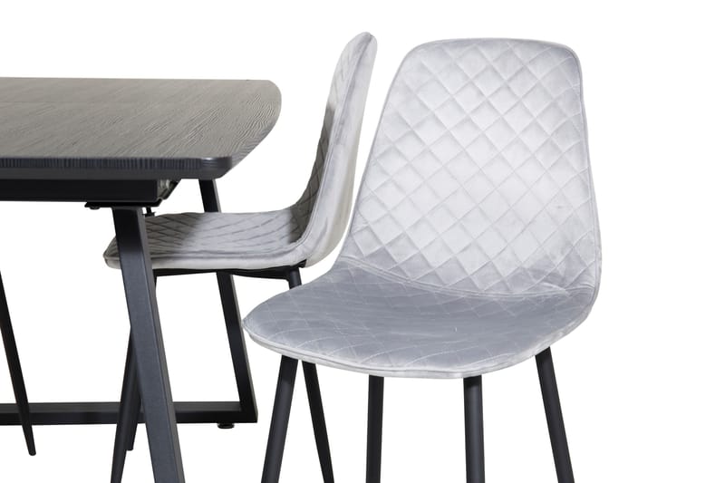 Spisegruppe Venture Home Inca spisegruppe uttrekkbar 160 cm rektangulær med 4 Polar-stoler Svart/grå - Møbler - Bord - Spisegrupper