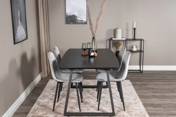 Spisegruppe Venture Home Inca spisegruppe uttrekkbar 160 cm rektangulær med 4 Polar-stoler Svart/grå - Møbler - Bord - Spisegrupper