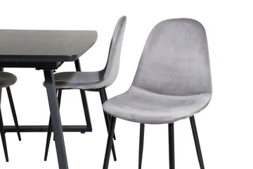 Spisegruppe Venture Home Inca spisegruppe uttrekkbar 160 cm rektangulær med 4 Polar-stoler Svart/Lys grå - Møbler - Bord - Spisegrupper