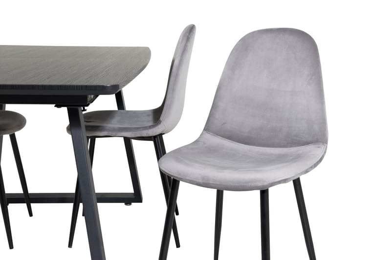Spisegruppe Venture Home Inca spisegruppe uttrekkbar 160 cm rektangulær med 4 Polar-stoler Svart/Lys grå - Møbler - Bord - Spisegrupper
