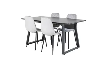 Spisegruppe Venture Home Inca spisegruppe uttrekkbar 160 cm rektangulær med 4 Polar-stoler Svart/grå - Møbler - Bord - Spisegrupper