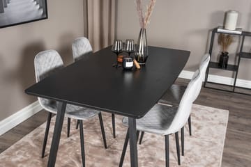 Spisegruppe Venture Home Inca spisegruppe uttrekkbar 160 cm rektangulær med 4 Polar-stoler Svart/grå - Møbler - Bord - Spisegrupper