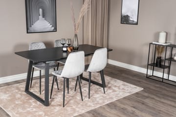 Spisegruppe Venture Home Inca spisegruppe uttrekkbar 160 cm rektangulær med 4 Polar-stoler Svart/grå - Møbler - Bord - Spisegrupper