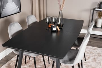 Spisegruppe Venture Home Inca spisegruppe uttrekkbar 160 cm rektangulær med 4 Polar-stoler Svart/Lys grå - Møbler - Bord - Spisegrupper