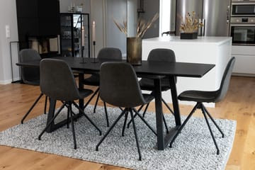 Spisegruppe Venture Home Inca spisegruppe uttrekkbar 160 cm rektangulær med 6 Polar-stoler Svart - Møbler - Bord - Spisegrupper