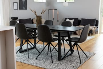 Spisegruppe Venture Home Inca spisegruppe uttrekkbar 160 cm rektangulær med 6 Polar-stoler Svart - Møbler - Bord - Spisegrupper