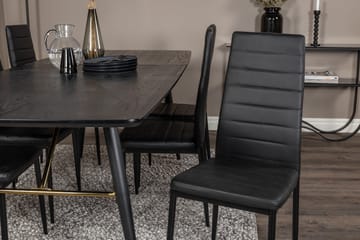 Spisegruppe Venture Home Irunea spisegruppe uttrekkbar 180–220 cm rektangulær med 6 Zovese-stoler Svart/GULL - Møbler - Bord - Spisegrupper