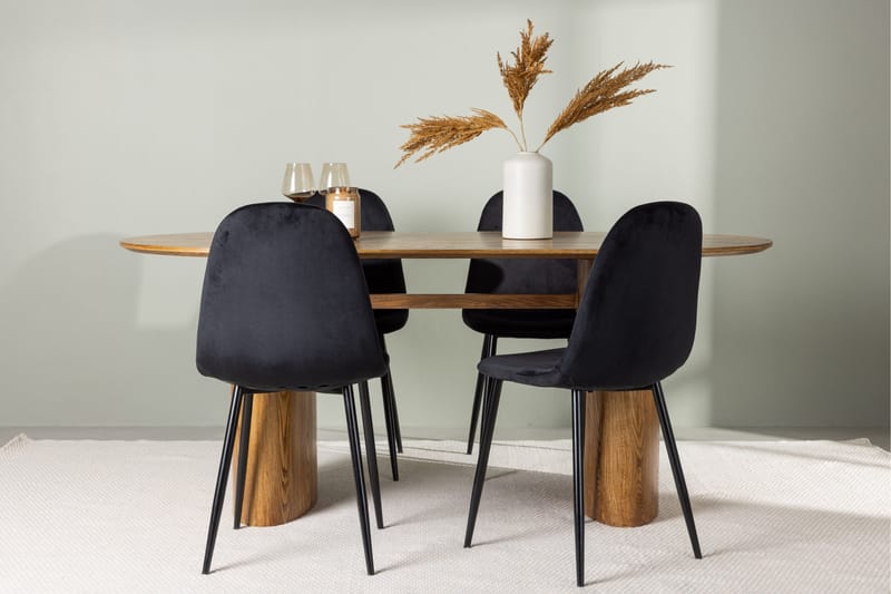 Spisegruppe Venture Home Isolde spisegruppe 180 cm oval med 4 Polar-stoler Svart/Natur - Møbler - Bord - Spisegrupper