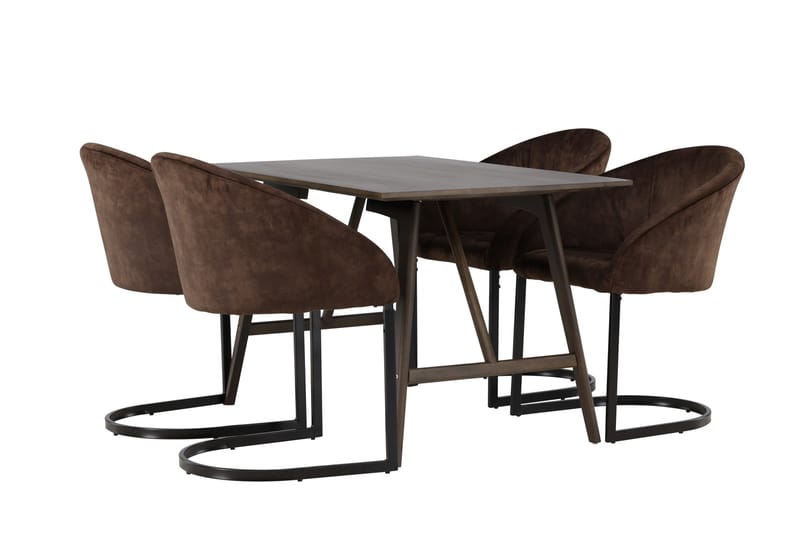 Spisegruppe Venture Home Kaseidon spisegruppe 120 cm rektangulær med 4 Evening-stoler Mørk brun - Møbler - Bord - Spisegrupper