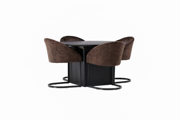 Spisegruppe Venture Home Matilda spisegruppe 130 cm rund med 4 Evening-stoler Svart/mørk brun - Møbler - Bord - Spisegrupper