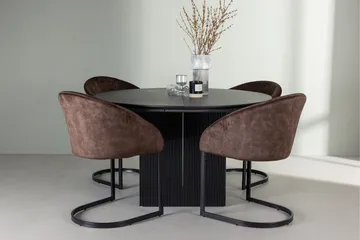 Spisegruppe Venture Home Matilda spisegruppe 130 cm rund med 4 Evening-stoler Svart/mørk brun - Møbler - Bord - Spisegrupper