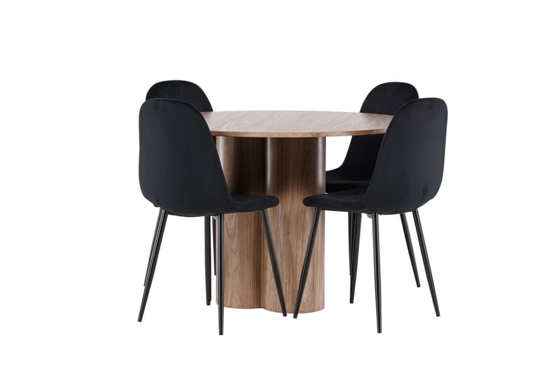 Spisegruppe Venture Home Olivia spisegruppe 110 cm rund med 4 Polar-stoler Mocca/Svart/Svart - Møbler - Bord - Spisegrupper