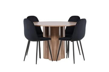 Spisegruppe Venture Home Olivia spisegruppe 110 cm rund med 4 Polar-stoler Mocca/Svart/Svart - Møbler - Bord - Spisegrupper