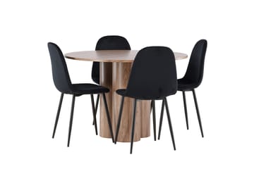 Spisegruppe Venture Home Olivia spisegruppe 110 cm rund med 4 Polar-stoler Mocca/Svart/Svart - Møbler - Bord - Spisegrupper