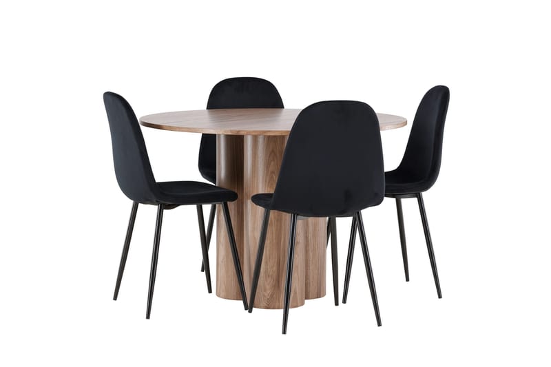 Spisegruppe Venture Home Olivia spisegruppe 110 cm rund med 4 Polar-stoler Mocca/Svart/Svart - Møbler - Bord - Spisegrupper