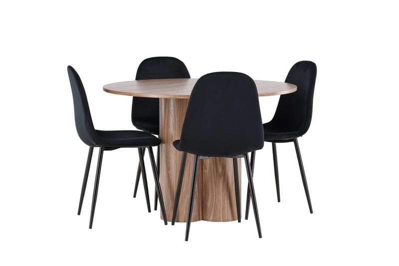 Spisegruppe Venture Home Olivia spisegruppe 110 cm rund med 4 Polar-stoler Mocca/Svart/Svart - Møbler - Bord - Spisegrupper